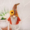 Autumn gnome ornament with orange plaid hat and yellow sunflower decoration - Orange Style Gnome Pendant (Model C)