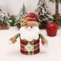 Weihnachtsmann-Süßigkeitenglas mit rotem Karostoff und Plüschmütze mit kleinem Glöckchen - Weihnachtsmann