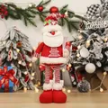 Charming telescopic Christmas Santa plush doll with red white stripes for festive decor - Santa Claus Style (D-BJ98)