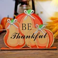 Three-pumpkin wooden Thanksgiving decor featuring Be Thankful text and glitter edges - Be Thankful Pumpkin Style
