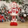 Christmas telescopic snowman plush doll with red heart sweater and striped legs - Snowman Style (D-BJ99)