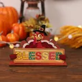 Wooden Thanksgiving turkey tabletop decoration featuring colorful BLESSED letter sign - Blessed Turkey Style