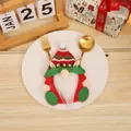 Christmas gnome cutlery holder in red and green with gold bell for holiday dining - Elf (L-SD58)