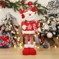 Standing Christmas reindeer plush doll with retractable legs and red knitted sweater - Reindeer Style (D-BJ100)