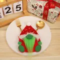 Christmas gnome cutlery holder with red sequins and green long beard for table setup - Green Furry Gnome (L-SD59)