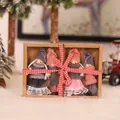 4-pack vintage knitted Christmas angel dolls in grey and pink gift box packaging - Boy Girl Style (K-TS13)