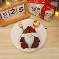 Christmas gnome cutlery holder in red and black plaid with festive white beard - Woodsman (L-SD60)