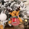 Addobbo natalizio renna in peluche a righe rosse con sciarpa decorativa festosa - Alce