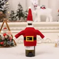 Copribottiglia di vino natalizio in maglia con mini cappello e maglione rosso decor - Stile Cintura Babbo Natale (G-JT183)