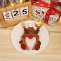 Christmas gnome cutlery holder with antlers and golden spoon fork set on a plate - Reindeer (L-SD62)