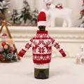 Copribottiglia di vino in maglia con renna e cappellino per decorazioni natalizie - Motivo Doppia Renna (G-JT184)