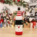 Knitted snowman wine bottle cover with red stripes and belt for Christmas table decor - Snowman Style (G-JT05)