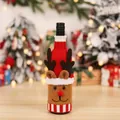 Christmas reindeer knitted wine bottle cover with brown antlers and festive red yarn design - Reindeer Style (G-JT188)
