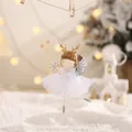 Christmas angel plush doll with gold antlers and silver wings for tree decoration - White Style-Holding Snowflake / White