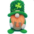 St. Patrick's Day gnome with green sequin hat, orange beard and golden horseshoe - Top Hat Horseshoe Style / Green