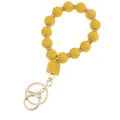 Détail du porte-clés bracelet en perles de silicone jaune avec intercalaires strass - Bracelet Porte-clés Charme Arche Jaune