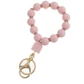 Détail des perles en silicone rose avec séparateurs dorés en strass et fermoir métallique - Bracelet Porte-clés Charme Arche Rose
