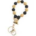 Detail of silicone beaded keychain with highland cow charm and gold lobster clasp - Black Brown Yak Charm Keychain Bracelet
