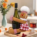 Gingerbread chef doll wine bottle cover hugger for Christmas table decoration - Female Gingerbread Man Bottle Hugger (G-JT78)