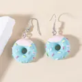 Cute simulation donut drop earrings in macaron blue and pink for women and girls - Donut / Blue