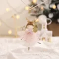 Pink Christmas angel girl ornament with glitter stars and lace dress for tree decoration - Pink Style-Holding Star / Pink