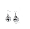 Silver mirror disco ball earrings with 2.8cm diameter and retro metal hook design - Round Mirror Style (PZ231031023)