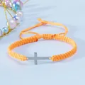 Bracciale a croce intrecciato arancione fatto a mano con chiusura regolabile per uomo e donna - Arancione