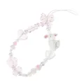 Ciondolo per telefono con perline rosa pastello, coniglio bianco e fiocco decorativo - Ciondolo Per Cellulare A Forma Di Coniglio Bianco