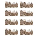 Set van 8 emaille huis hangers in bruin met sneeuwdak details voor doe-het-zelf sieraden - Kasteelstijl