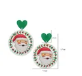 Christmas Santa Claus acrylic earrings with green heart stud and festive berry wreath - Round Santa Claus (5148221121004)