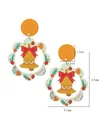 Christmas acrylic earrings with green flower pendant, bells and festive bow design - Hollow Bell (5148221121006)