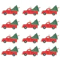 Set di 12 ciondoli smaltati a forma di camioncino rosso con albero di Natale per DIY - Stile Pickup di Natale Rosso