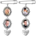 Amuleto de ramo de novia de plata con doble marco de fotos y colgante conmemorativo de corazón - Estilo Relicario de Corazón