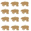Set di 12 graziosi ciondoli a forma di orsetto smaltato marrone con asole in metallo dorato - Stile Orso Bruno