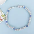 Detail of adjustable hip hop necklace with blue and white pavé rhinestone beads - White Blue Rhinestone Ball Necklace 45CM