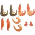 Realistic resin shrimp charms in orange and brown for creative DIY jewelry making - Mixed Color Style