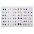 Set of 36 pairs of colorful mixed resin fruit and rhinestone stud earrings for kids - Colorful Rhinestone Black Cherry Style