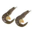 Realistic shrimp resin pendant with silver metal rings for DIY jewelry and keychains - Cyan Curved Shrimp Style