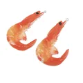 Realistic orange resin shrimp pendants with metal loops for DIY jewelry making and keychains - Red Curved Shrimp Style