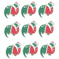 Set di 9 ciondoli dinosauro natalizio verde con cappelli rossi per gioielli fai-da-te - Stile Dinosauro di Natale