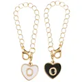 Golden heart charm chains with letter O in black and white finish for bags - Black and White-Letter O