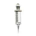 Macro view of syringe-shaped silver alloy pendant with detailed scale and hanging ring - Syringe Style (10430)