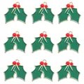 Ciondoli natalizi a foglia di agrifoglio smaltati con bacche rosse per bijoux fai-da-te - Stile Foglia di Natale