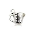 Macro shot of vintage silver-tone measuring cup charm with detailed embossed scales - Antique Silver Measuring Cup 14x14mm