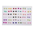 36 pairs of colorful resin fruit and rhinestone stud earrings for children on display card - Colorful Rhinestone Animal Style