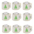 Set di 9 ciondoli a tazza di Natale in smalto bianco con motivo albero per gioielli - Stile Tazza Albero di Natale