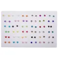Set of 36 pairs of mixed colorful resin fruit and rhinestone stud earrings for kids - Colorful Rhinestone Round Bead Style
