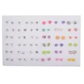 36 pairs set of kids colorful resin stud earrings featuring fruits and rhinestones - White Rhinestone Animal Style