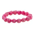 Macro shot of rose pink skull beads with natural stone texture on a festive bracelet - Rose Red