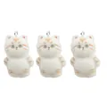 Three flocked cat charms with orange stripes for DIY jewelry making and keychains - Tabby Cat / 3 Pieces (3.2x2.1cm) / White with Orange Stripes